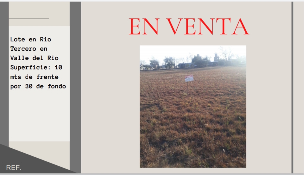Referencia LOTE "VALLE DEL RIO" RIO TERCERO